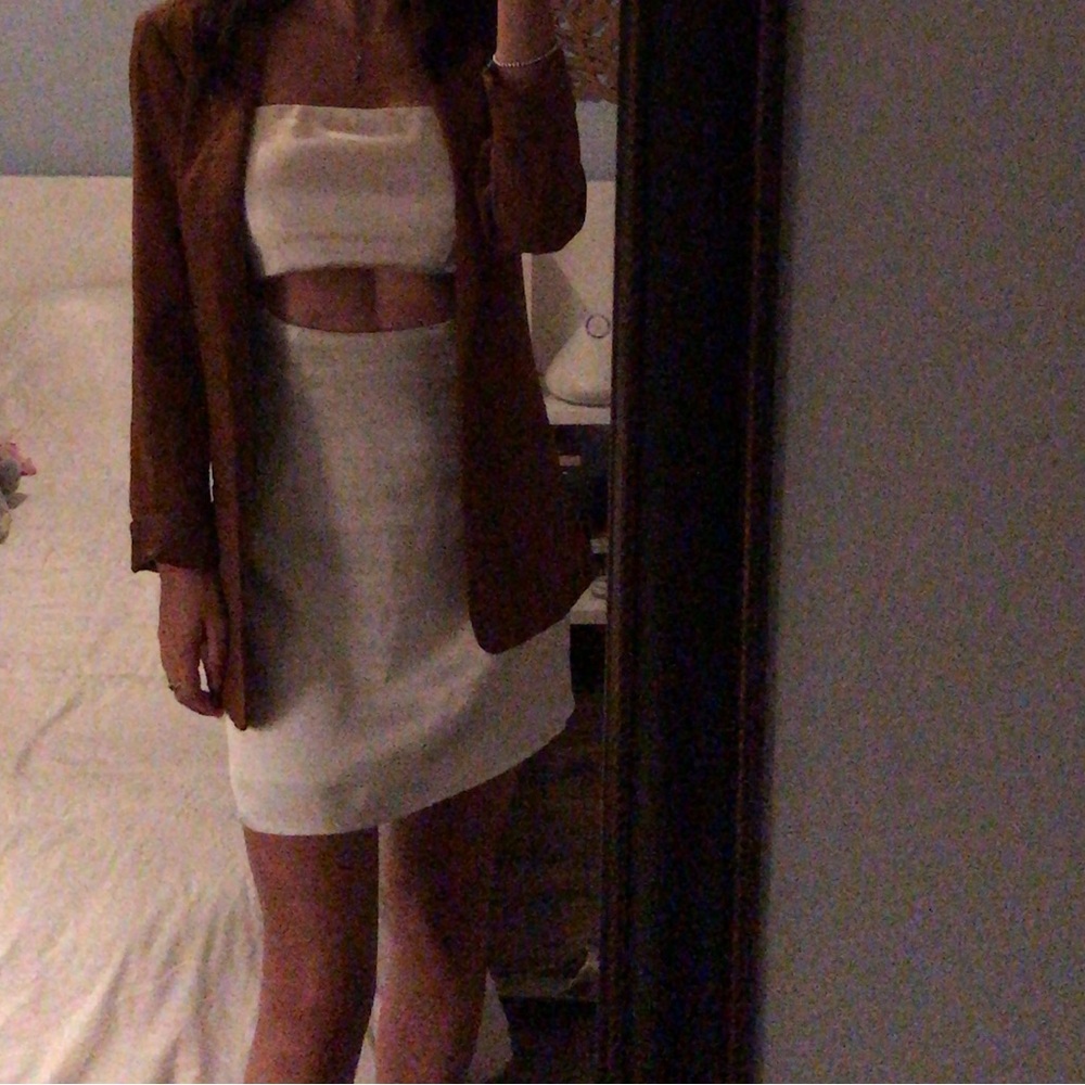White satin mini dress